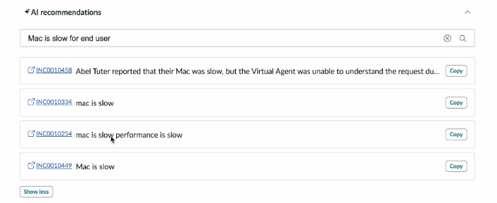 AI native recommendations section.
