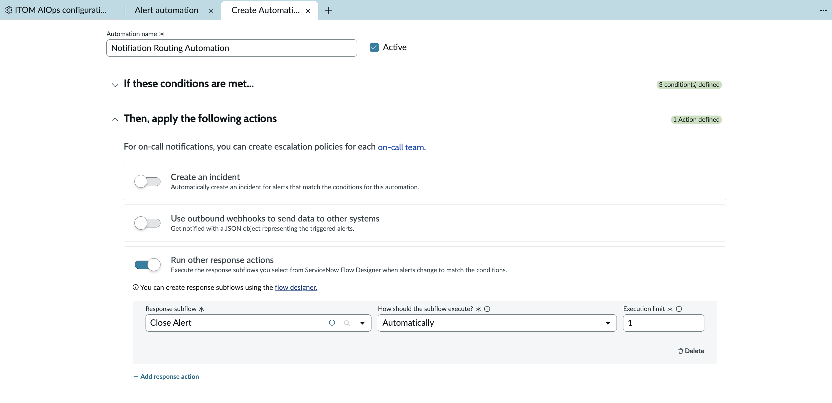Respond automation actions