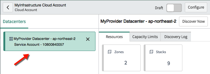New datacenter on the cloud account