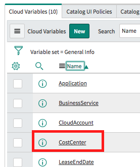 CostCenter variable