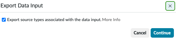 Export Data Input dialog.
