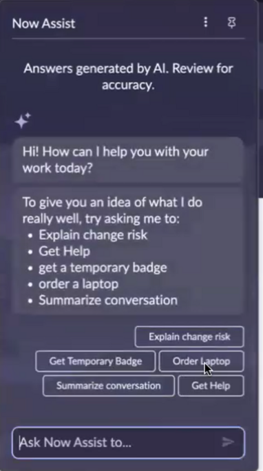 Now Assist Conversational Help skill