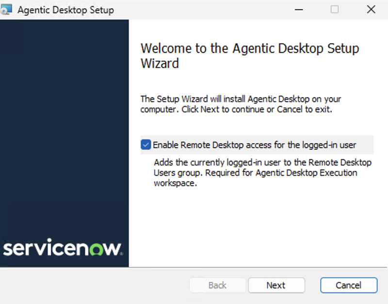 Ações de IA no desktop Tela de boas-vindas de configuração.