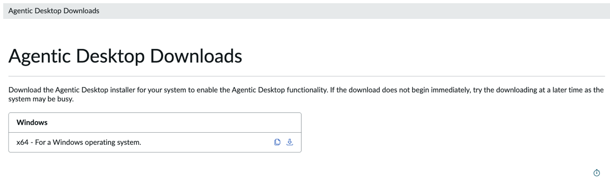 Página de downloads para download Ações de IA no desktop instalador.