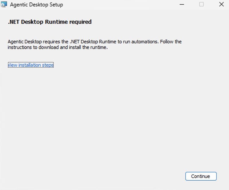 Tela de Tempo de execução de desktop LÍQUIDO obrigatório.