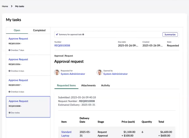 Zusammenfassung in NowAssist für Mitarbeiter-Experience beim Klicken