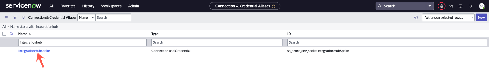 Select alias from Connection & Credential Aliases.