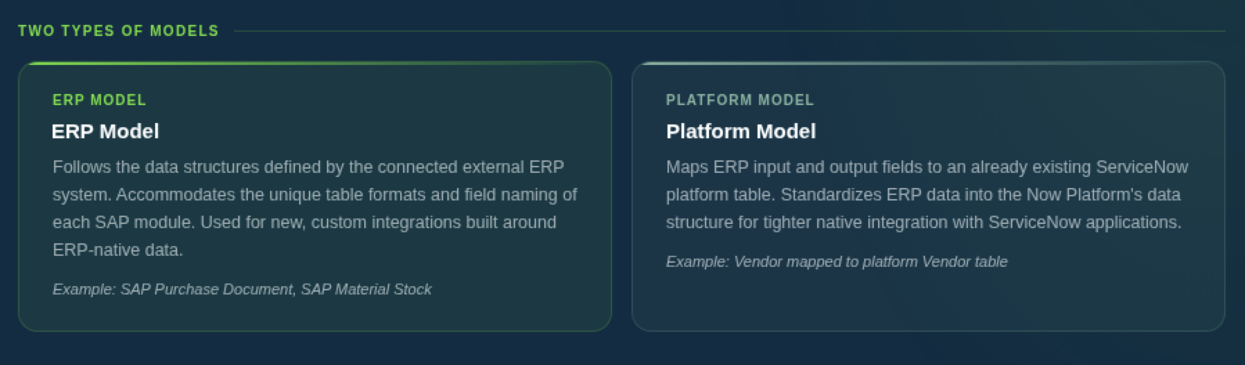 Infographic showing the two types of models: ERP model and platform model.