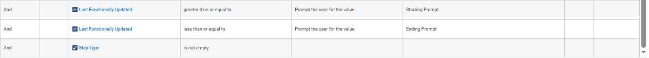 In the Filter section, select the required values.