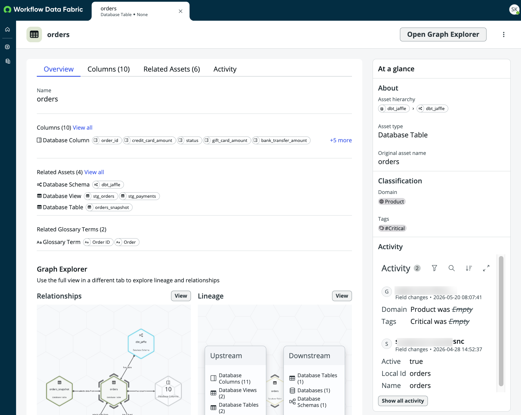 View details of a data asset
