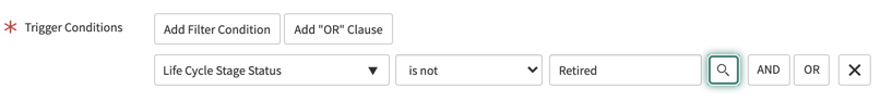 Selected filter condition to trigger alert rule.