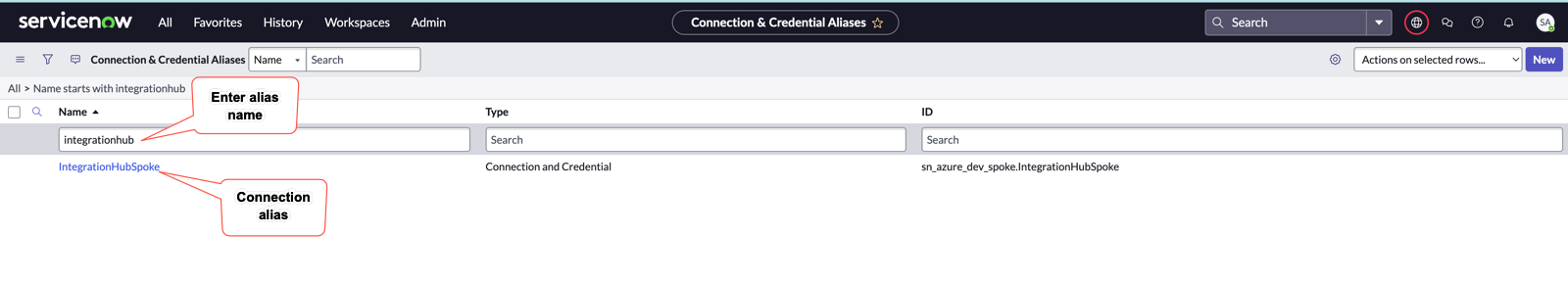 Enter alias name in the Name field.