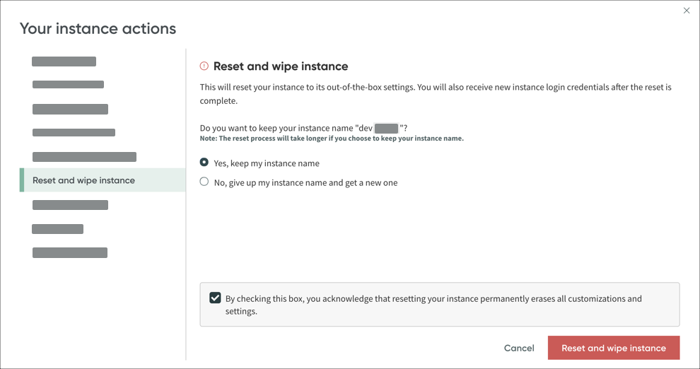 Option to keep instance name