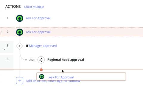 You can rearrange elements within your flow by selecting the drag icon and moving the element into the correct place.