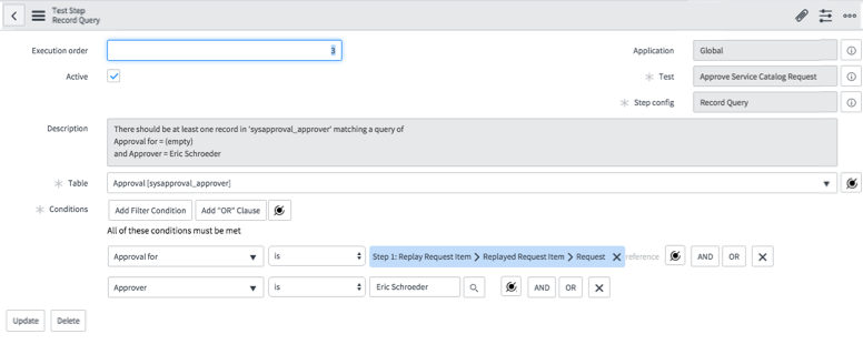 Record query test step