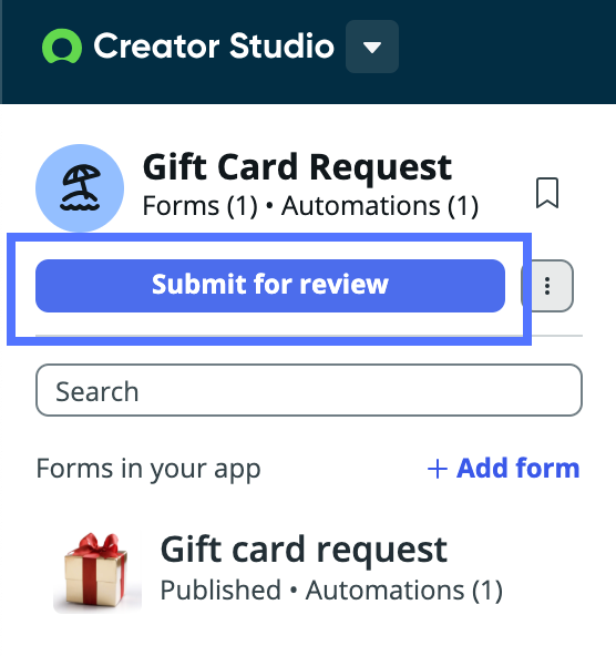 Select the submit for review button
