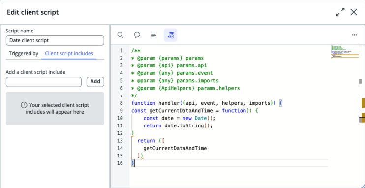 Example script of a client script.