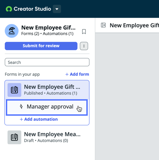 Select the automation in the navigation panel