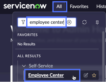 Use the All menu to open Employee Center