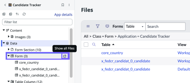 Selecting show all files opens a list of just one type of file.