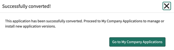 Successful conversion message