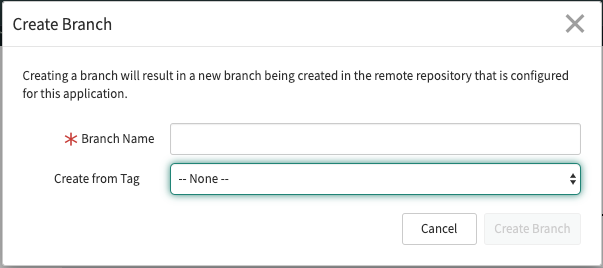 Create Branch window