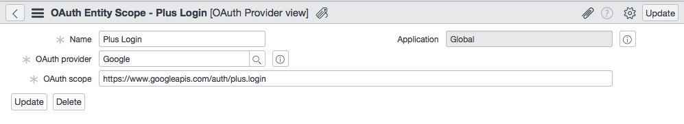 OAuth 엔터티 범위