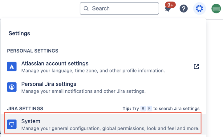 Jira 시스템 설정입니다.