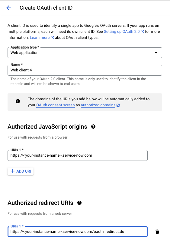 Google Cloud 콘솔에서 Google Chat 스포크에 대한 OAuth 클라이언트 ID 생성