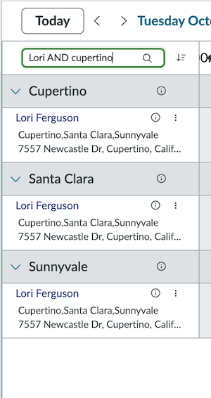 Lori と Cupertino の検索