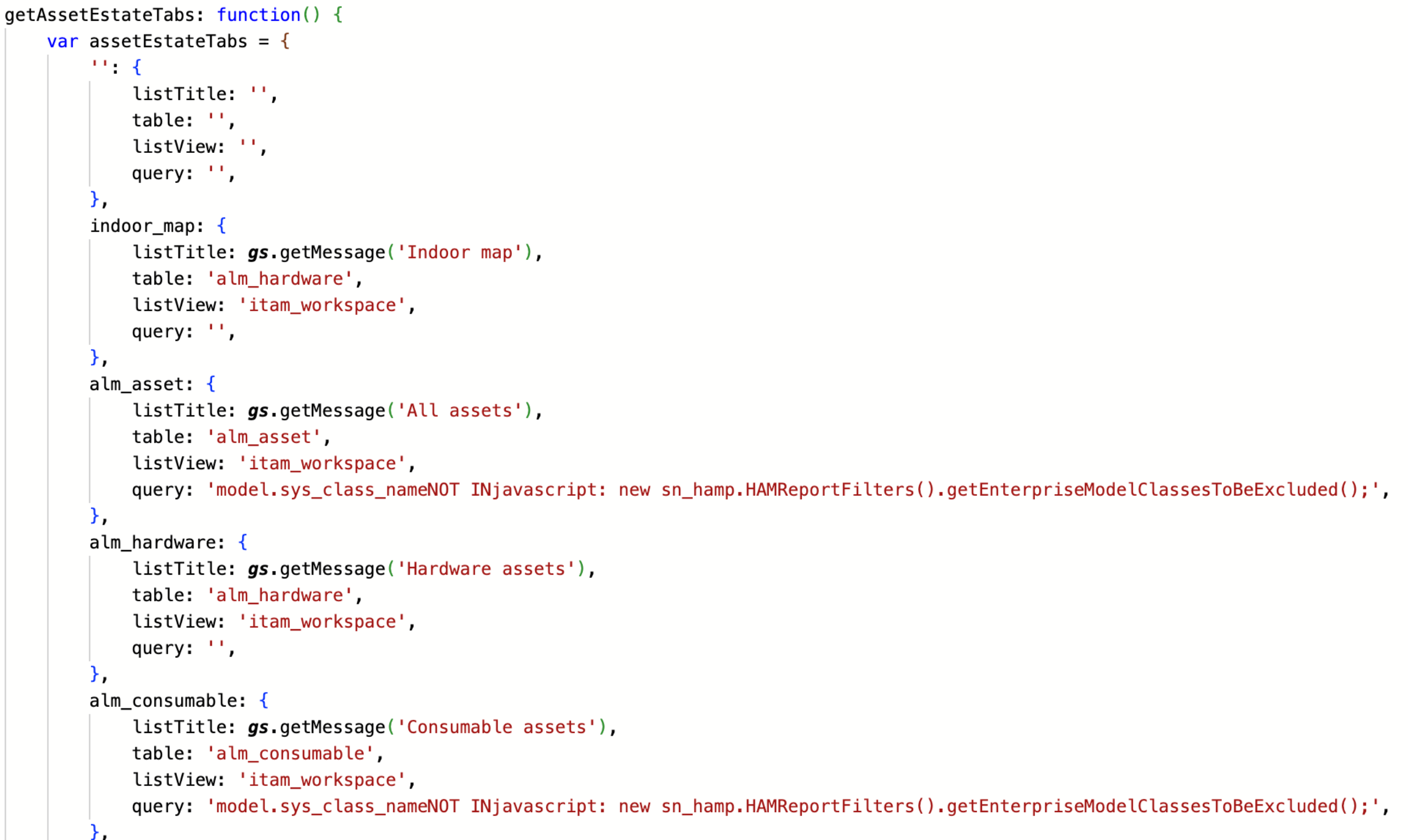 Fonction getAssetEstateTabs définie dans l’include de script.