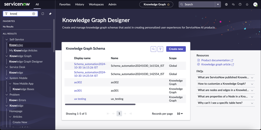 Knowledge Graph Designer landing page.