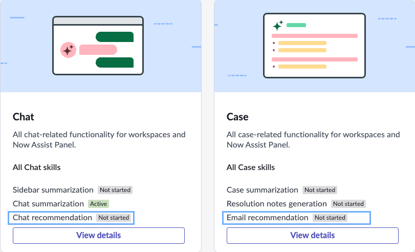 Reply recommendation skills are available in some Now Assist Admin workflows.