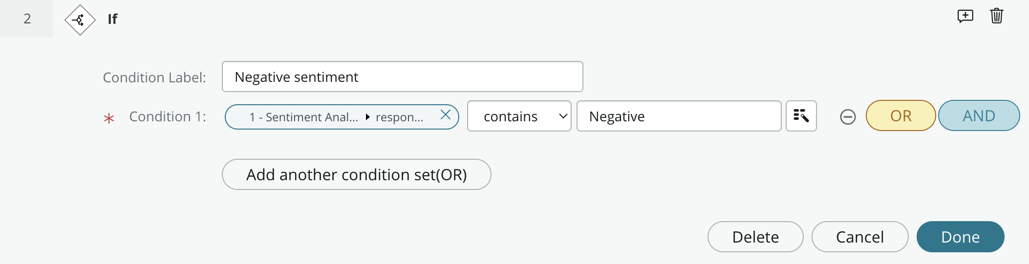 Completed condition for If logic statement.