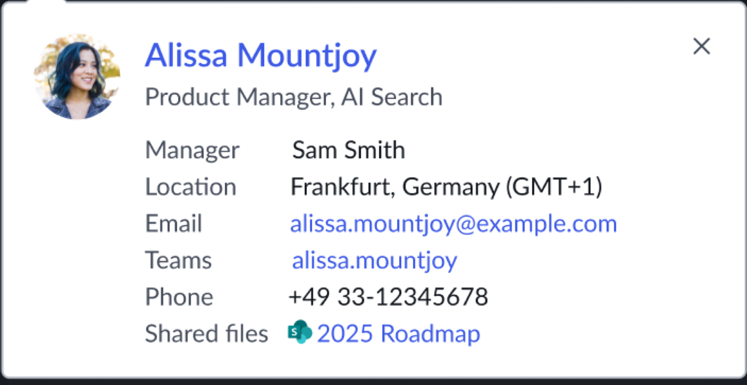 Shared files in people citation card