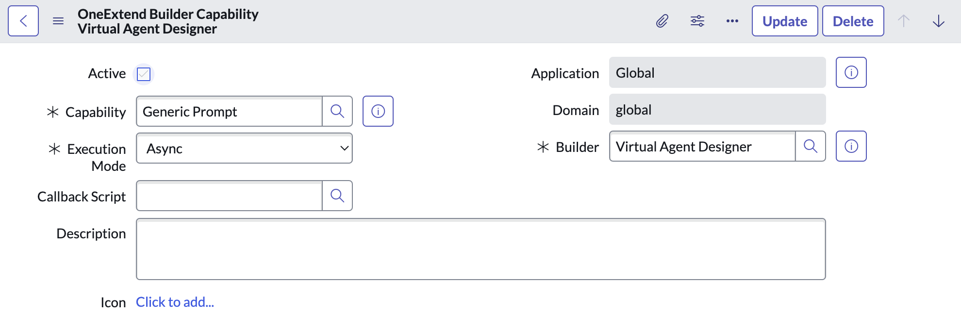 Form completed with generic prompt as the definition and async as the execution mode