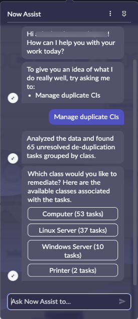 The Manage duplicate CIs skill walks you step by step through the process.