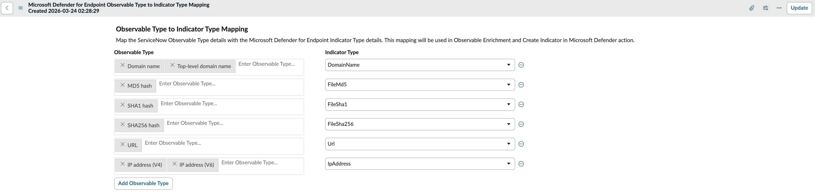 Map the Microsoft Defender for Endpoint indicator types
