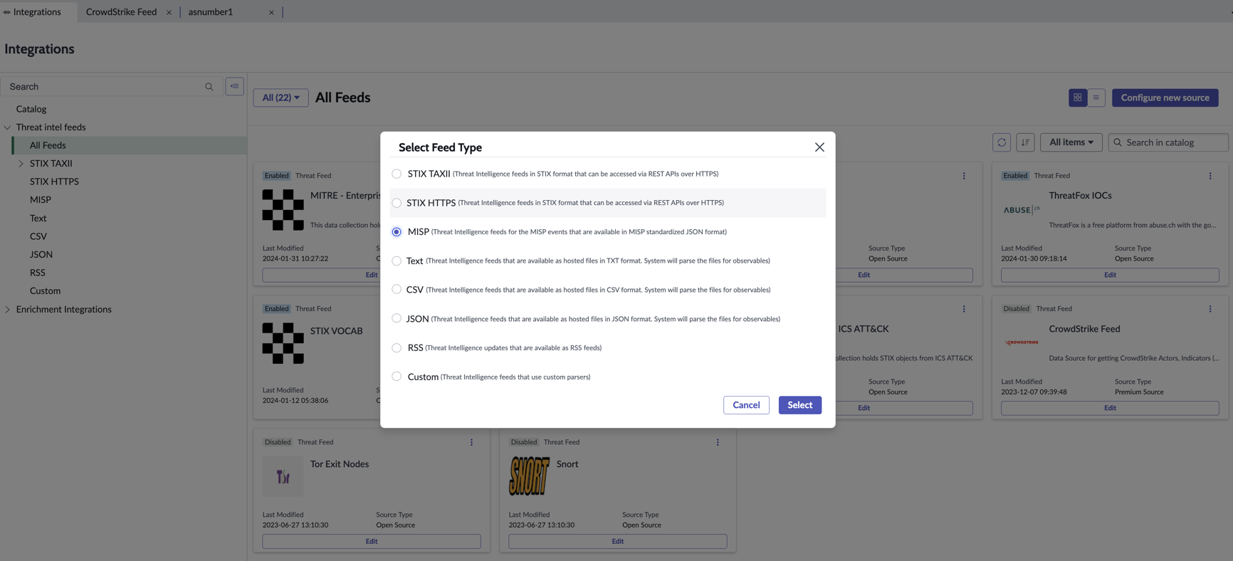 TISC All Feeds - Configure new source