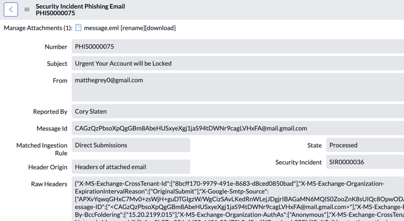 Phishing email with To Rule