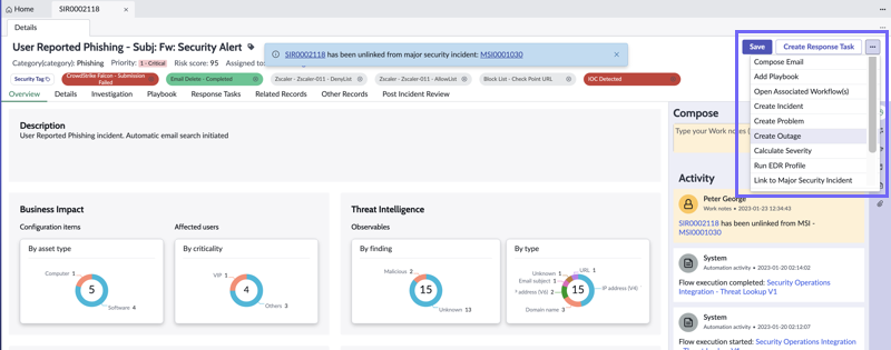 Form UI actions