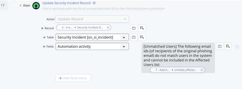 Transform flow: Add worknote for unmatched users