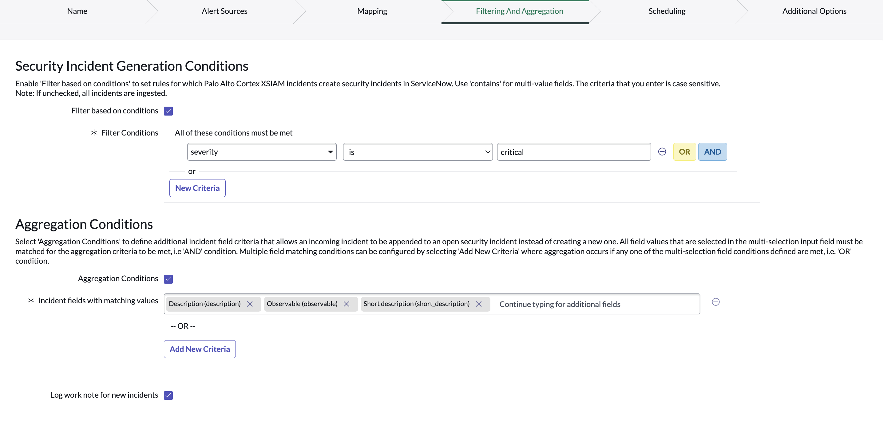 Define filtering and aggregation conditions