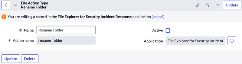 Clearing the Active check box