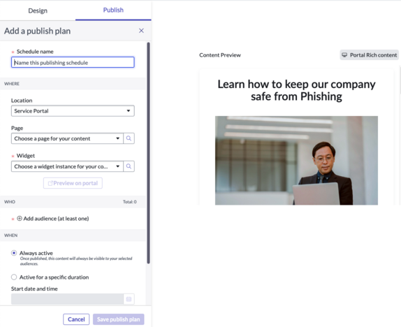Content library - configure publishing