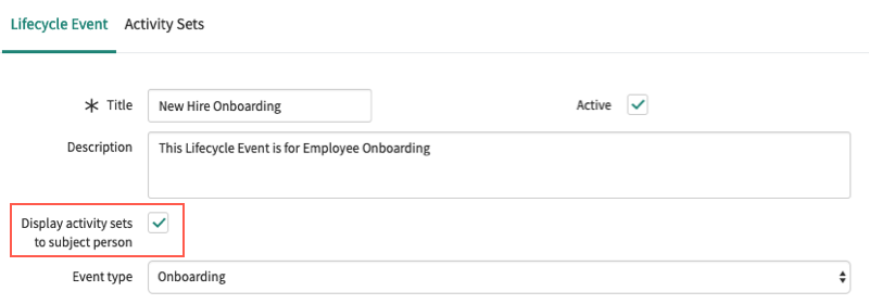 Select the Display activity sets to subject person option.