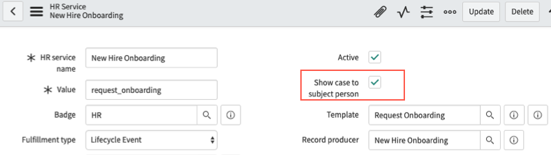 Select the Show case to subject person option.