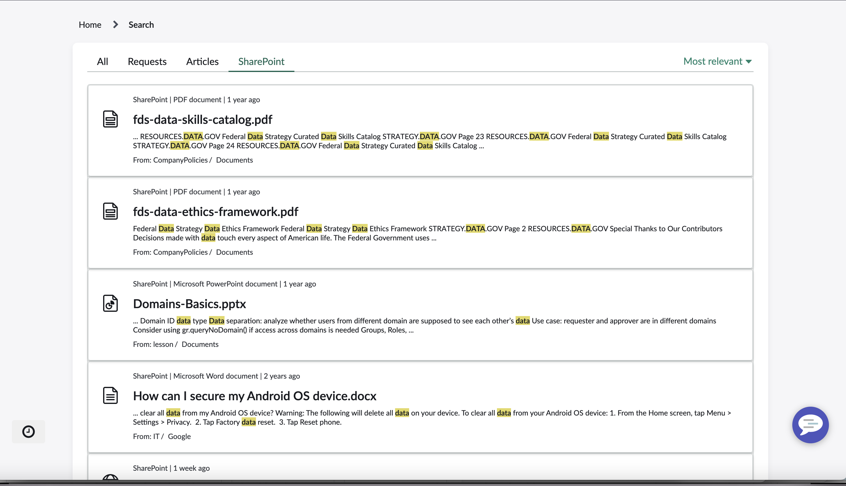 Search results on SharePoint Online Search Connector.