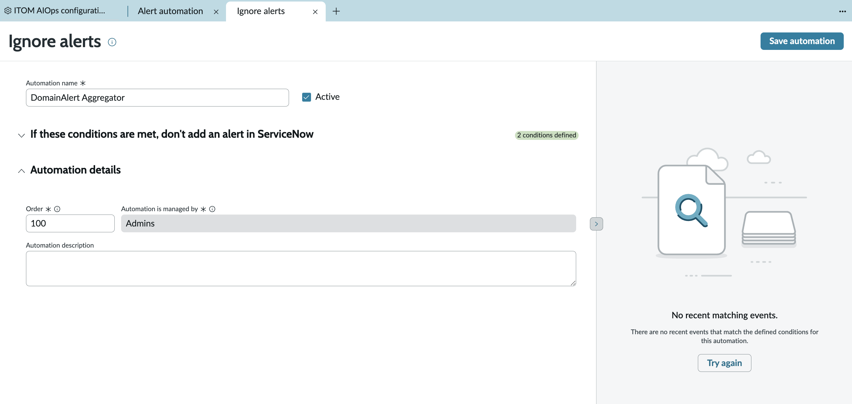 Ignore automation details section.