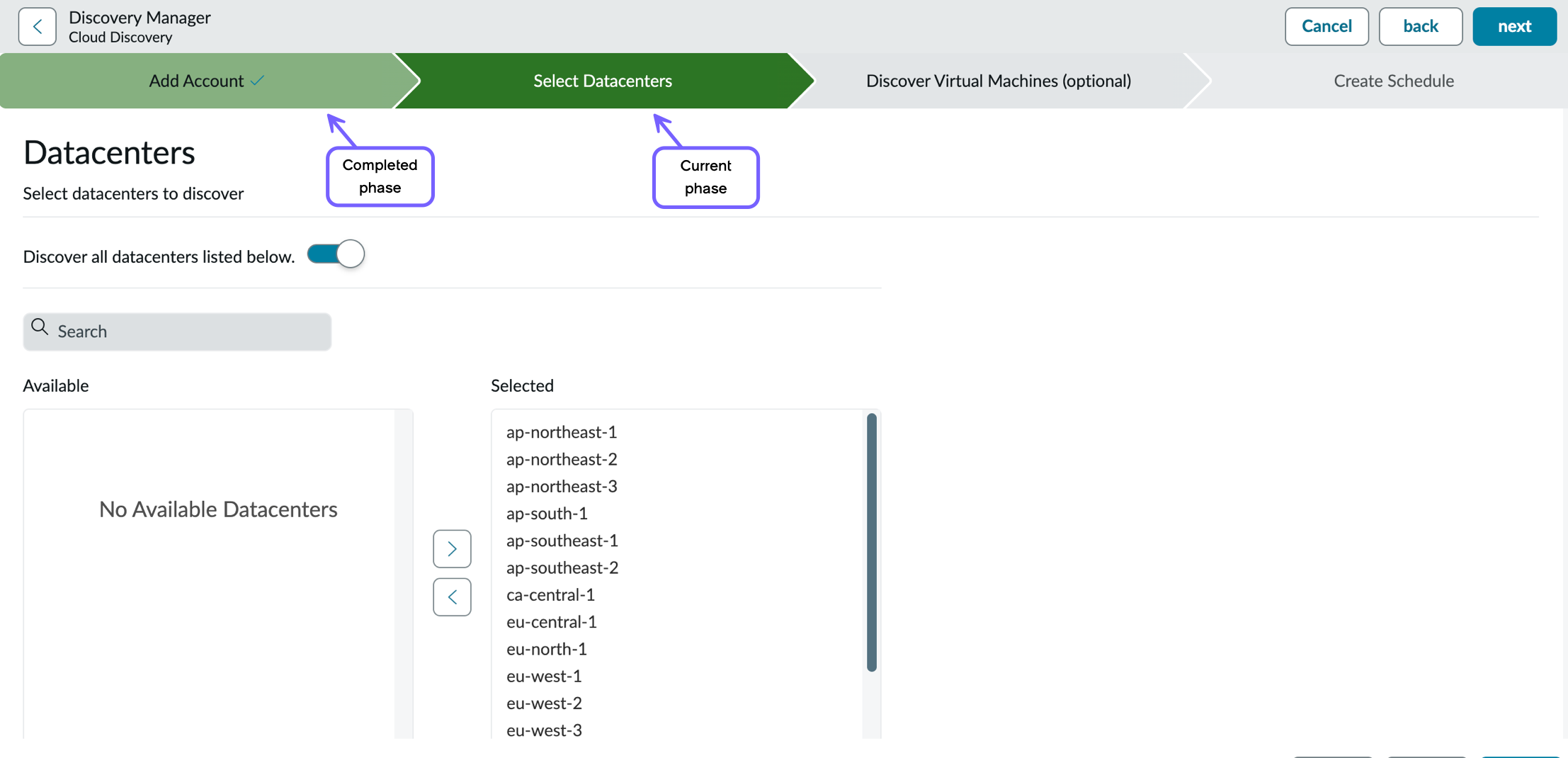Discovery Manager progress indicator.